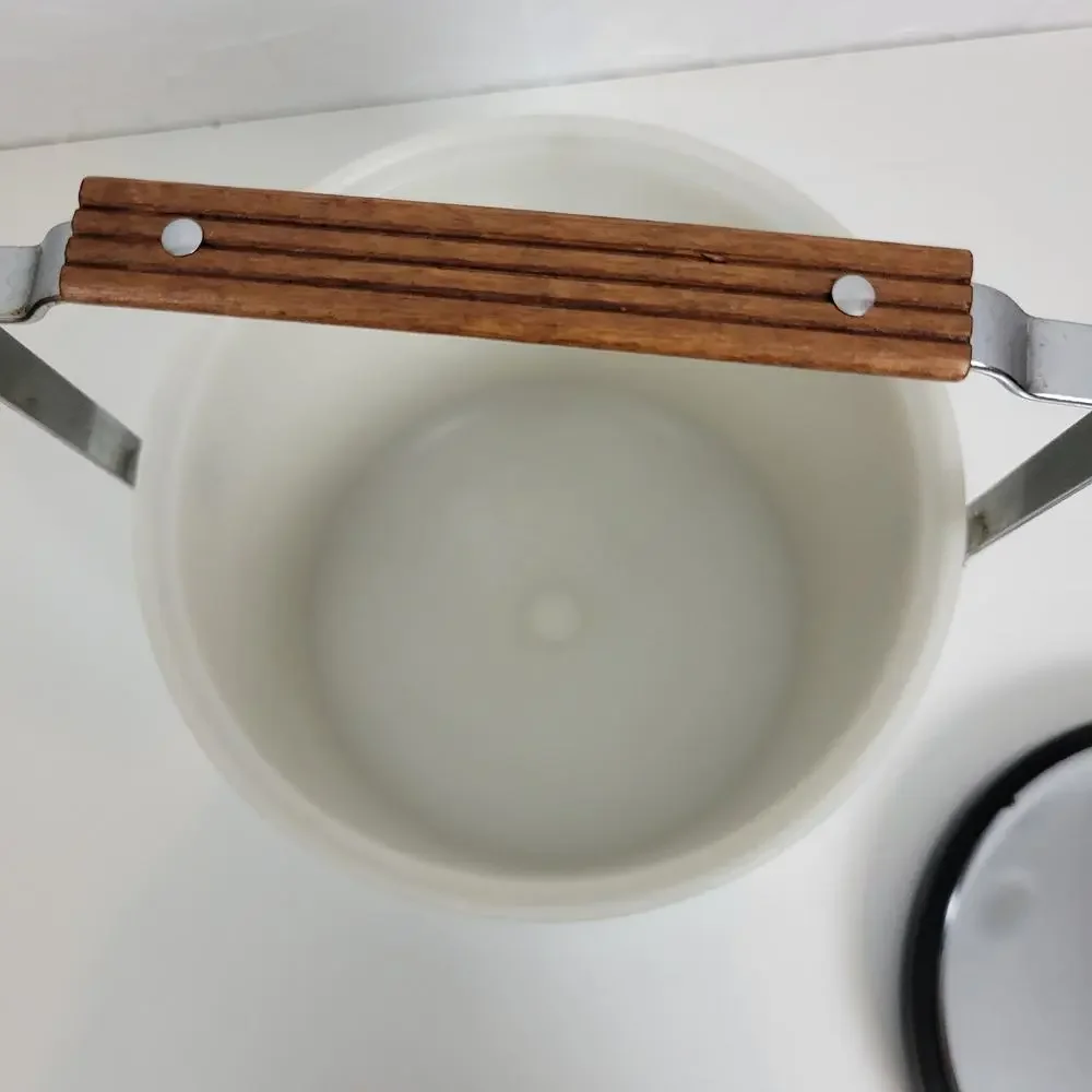 Vintage Home Kitchen Ice Bucket Container Wood Silver‎ Chrome Mid Century Retro